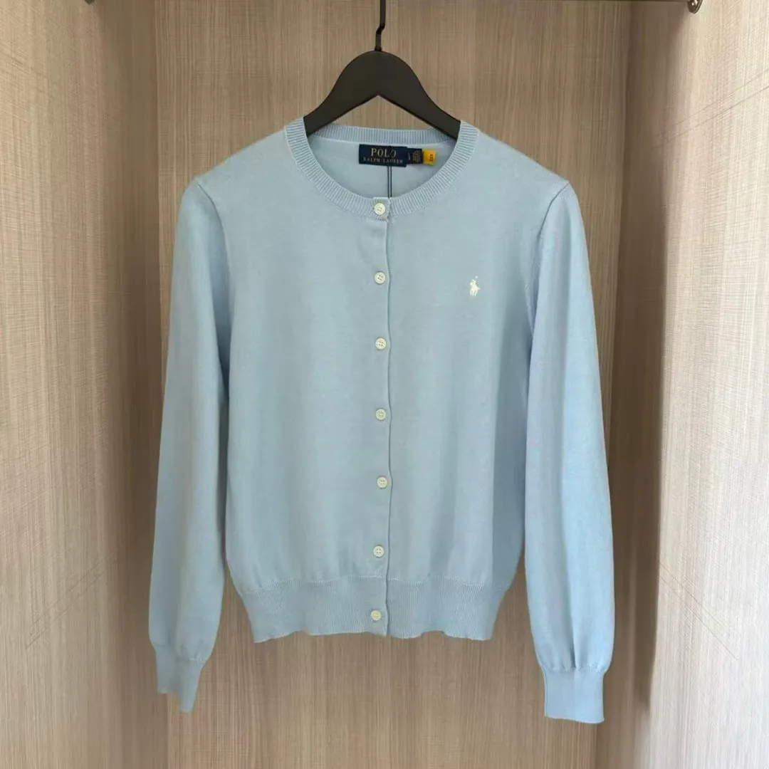 P174 RALPH LAUREN Ten Colors Classic Small Label Embroidery High-Precision Knitted Cardigan Round Neck Long Sleeve Button Knitted Sweater Tops for Men and Women Ten Colors Colors: White Black Navy Gray Pink Red Khaki Blue Green Dark Green Size: S M L XL Material: Cotton Weight: 320g